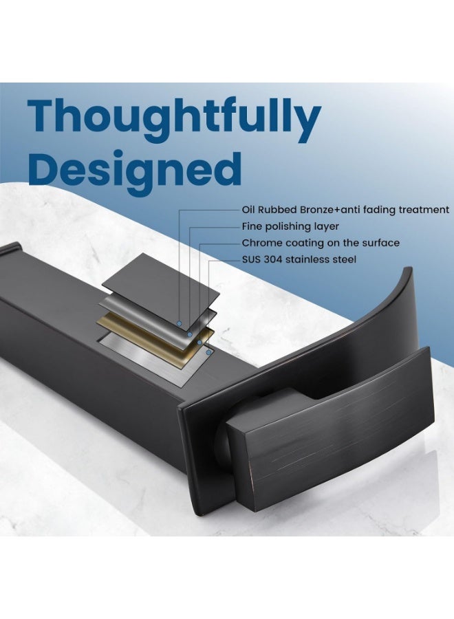 واي دي صنبور حوض حمام عصري بفوهة شلال، خلاط ذو مقبض واحد عالي القوس، سهل التركيب، مصنوع من النحاس المتين، مثالي لأحواض الحمام، ترقية عصرية للحمام - Image 3